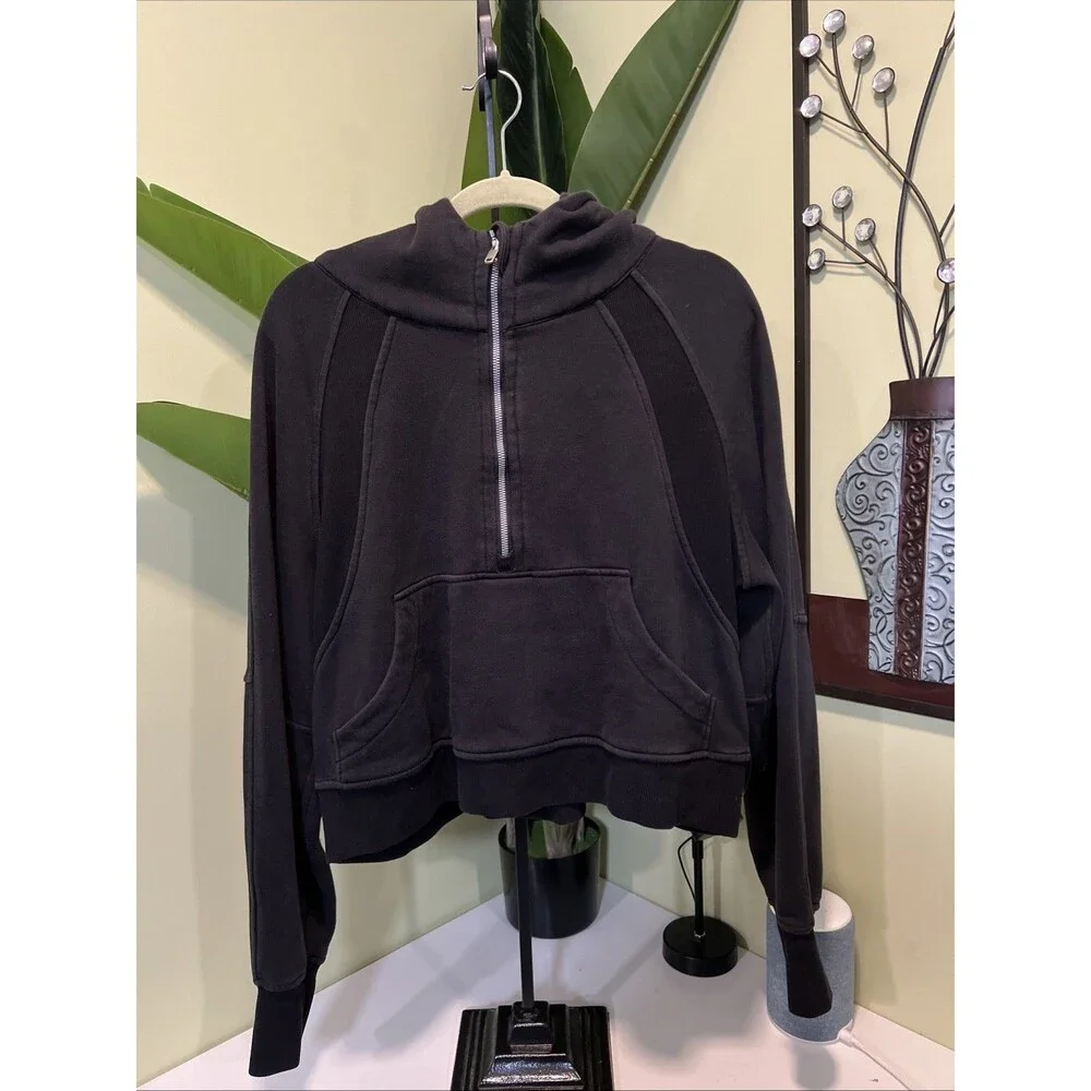 Lululemon Scuba Oversized Half-Zip Hoodie Black Fleece Pullover Size M/L